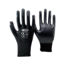 Gants de travail résistants à l&#39;huile revêtus de nitrile Nilsafety de calibre 13 en nylon noir